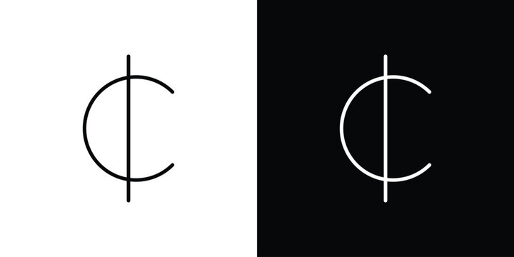 Cedi sign. Line with editable stroke.