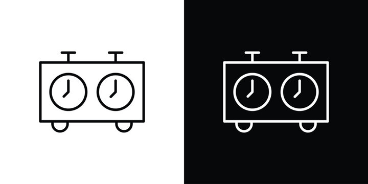 Chess clock icon. Line with editable stroke.