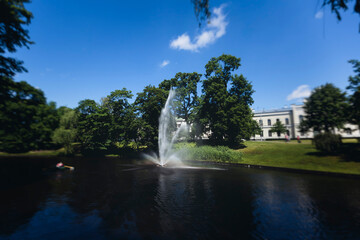 Riga Old Town view, Latvia, streets of  Vecriga historical center with Town Hall square, House Of The Black Heads, Cathedral and church, travel to Latvia and Baltic States, summer day with a blue sky