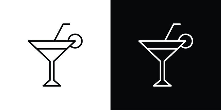 Citrus Martini glass icon. Line with editable stroke.
