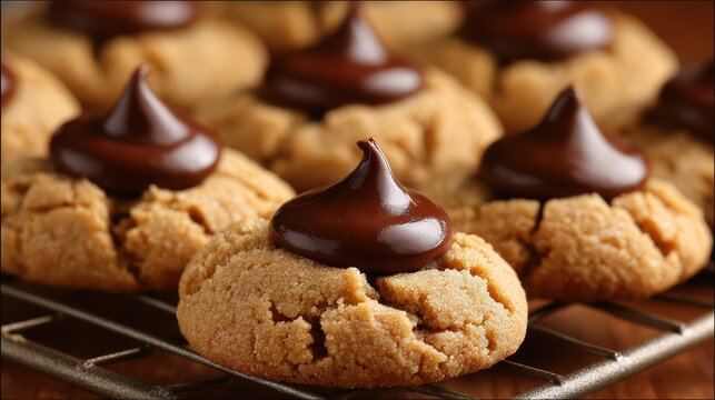 Delicious Peanut Butter Blossom Treats Topped with Chocolate Delights â€“ A Sweet Snack for Every Dessert Lover