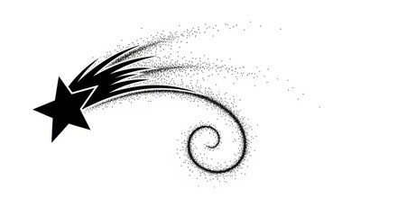 Elegant black and white shooting star design for cosmic themes and creative projects