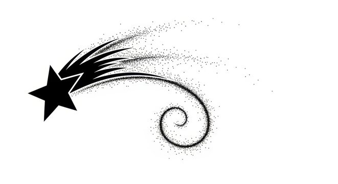 Elegant black and white shooting star design for cosmic themes and creative projects