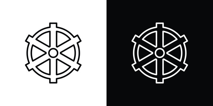 Dharmachakra icon. Line with editable stroke.