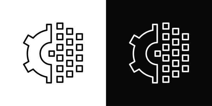 Digital transformation icon. Line with editable stroke.