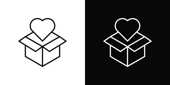 Donation box icon. Line with editable stroke.