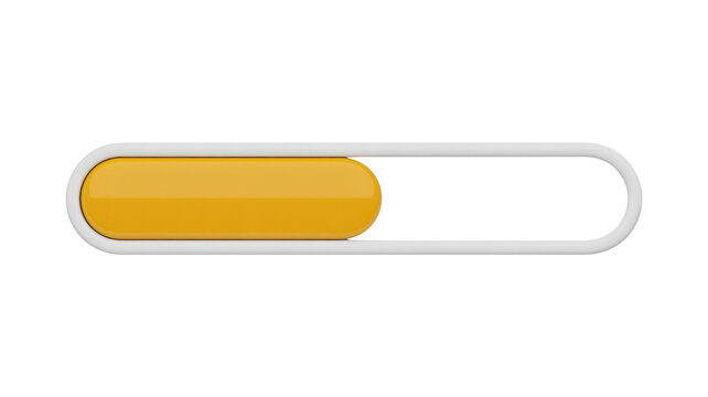 A glossy yellow-orange progress bar or loading indicator, partially filled within a white rounded rectangular frame, suggesting completion status. background removed
