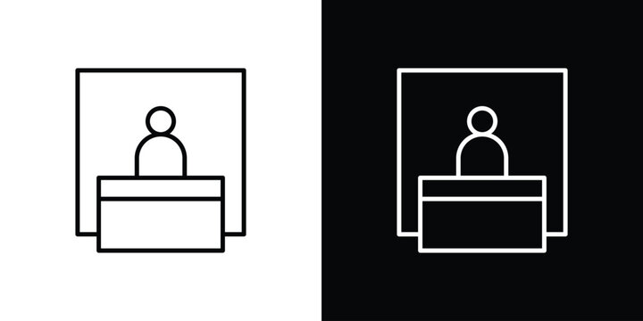 Exhibitor icon. Line with editable stroke.