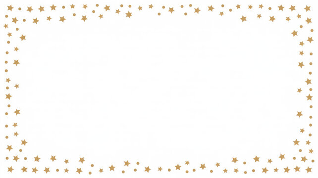 Elegant gold stars and dots create a festive frame border on a clean white background, perfect for celebrations and greetings. background removed