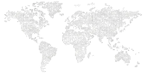 Papier peint photo Carte du monde Dotted world map with digital grid pattern representing global network data  © md
