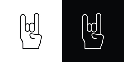 Fototapeta premium Hand Horns icon. Line with editable stroke.