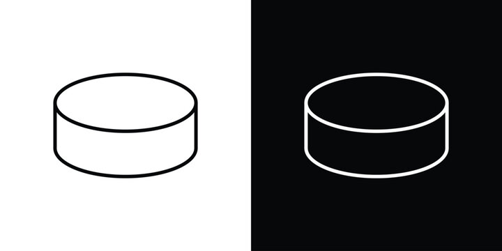 Hockey puck icon. Line with editable stroke.