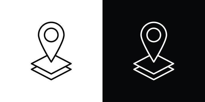 Land layer location icon. Line with editable stroke.