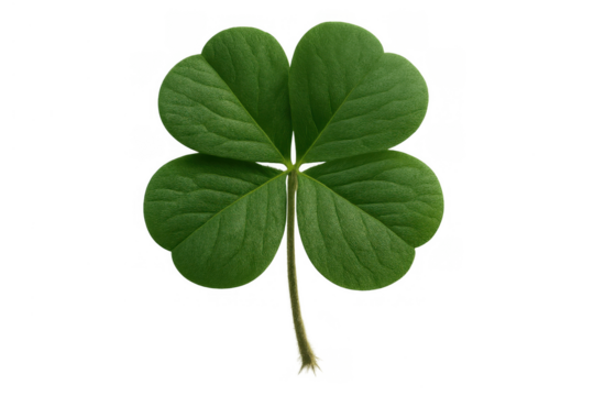 Four leaf clover representing good luck, irish symbolism, green nature, and st. Patrick's day celebration on transparent background