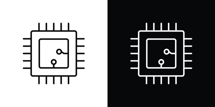Microchip icon. Line with editable stroke.