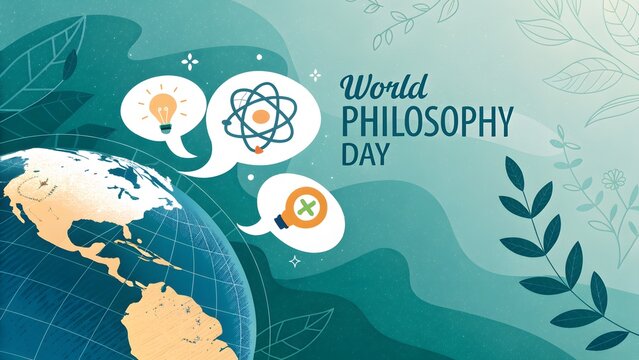 World Philosophy Day Blue Knowledge Icons Banner