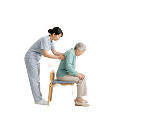 Caregiver Helping Elderly Person Stand – Supportive, Trusting Moment of Safety and Compassionate Care

