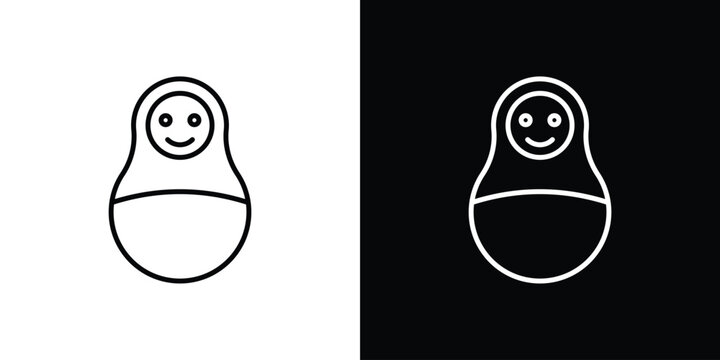 Nesting dolls icon. Line with editable stroke.