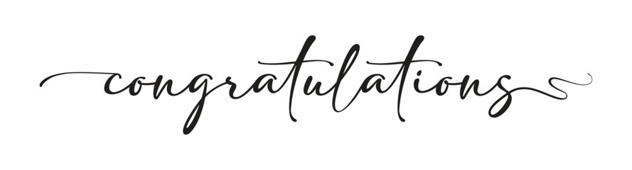 Congratulations hand drawn lettering. Calligraphy text composition isolated on white background. Vector lettering design. Black handwriting text. Vector illustration.
