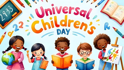 Universal Children’s Day Reading Kids Illustration