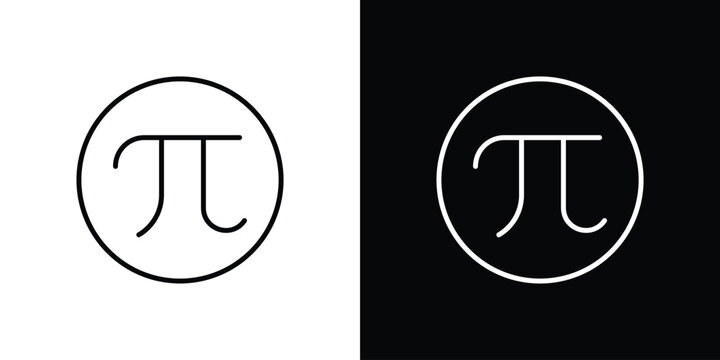 Pi icon. Line with editable stroke.