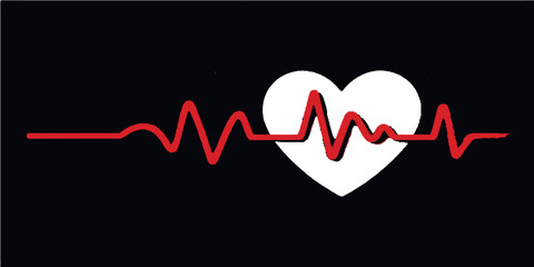 Cardiogram heartbeat illustration on ECG monitor vector graph symbol for medical care and health