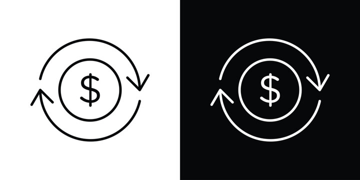 Refund icon. Line with editable stroke.