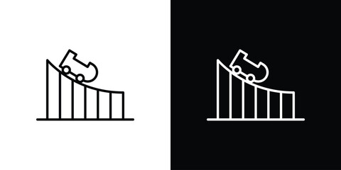 Roller coaster icon. Line with editable stroke. © Bsbd