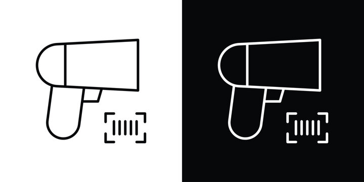 Scanner gun icon. Line with editable stroke.