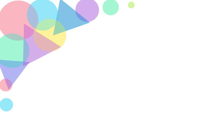 Light and airy abstract background with a cluster of overlapping geometric shapes in pastel colors, creating a simple and modern corner design