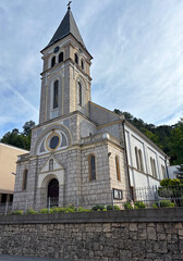 Fototapeta premium A view from the Konjic City Church in the historic town of Konjic, Bosnia and Herzegovina.