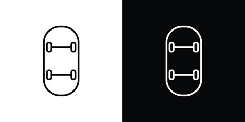 Skateboard icon. Line with editable stroke. © Bsbd