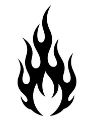 Classic old school retro tattoo style fire silhouette minimalist black flames with neo tribal elements isolated on a clean white background for graphic design and artistic applications