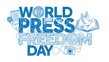 World press freedom day celebration with newspaper illustrations