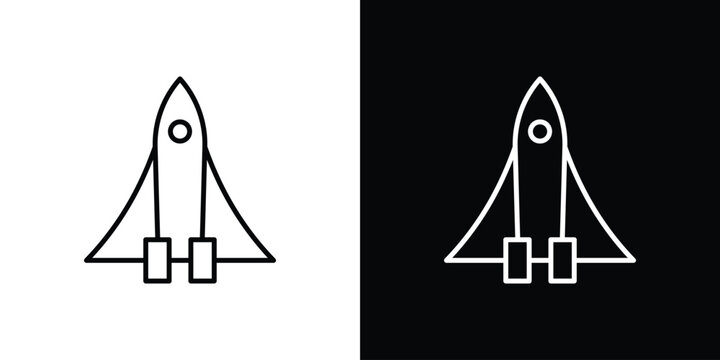 Space shuttle icon. Line with editable stroke.