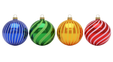 Colorful christmas ornaments with stripes
