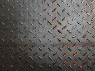 texture is metallic with a pattern and places of rust