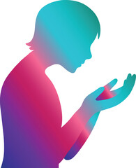 Gradient Person Holding Hands