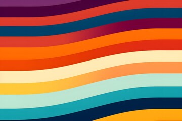 Vibrant retro waves pattern with warm and cool color stripes