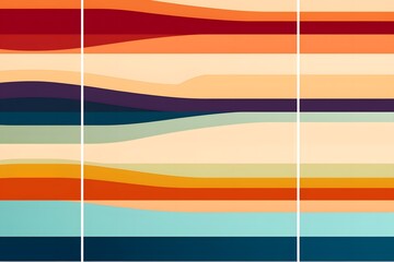 Abstract landscape with horizontal stripes and warm sunset colors