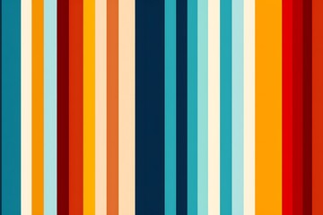 Vibrant vertical stripes of various colors and widths create a dynamic abstract pattern