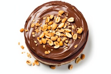 Delicious chocolate cookie topped with creamy frosting and crunchy peanuts