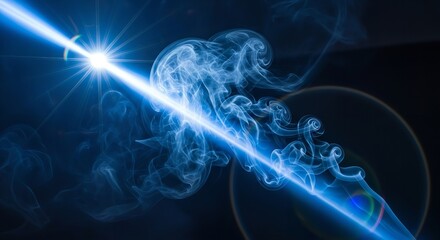 Neon Blue Circle: A Luminous Ring Casting Reflections on a Dark Metallic Surface.