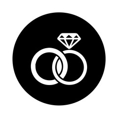 Interwoven solitaire diamond engagement ring, eternity wedding band on black background