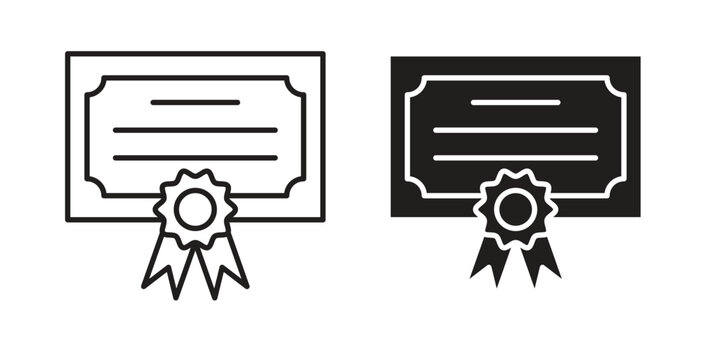 Certificate icon with editable stroke and flat vector pack