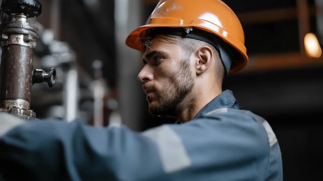 Professional worker adjusts water pressure in industrial setting while ensuring efficiency and safety at a facility focused on engineering solutions