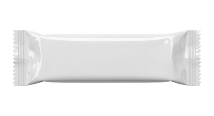 Sleek White Flexible Packaging for Sweets or Small Food Items, Cut Out, Clipping Path, Isolated on a Transparent PNG Background.