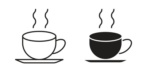 Coffee icon with editable stroke and flat vector pack