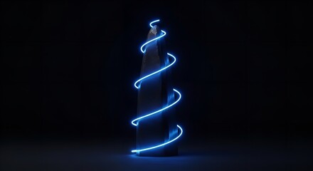 Volatile Market Graph: Neon Blue Line on Black, Illustrating Business Instability and Change