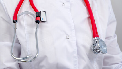 Rach with a stetascope in a white coat. The Concept of Medicine